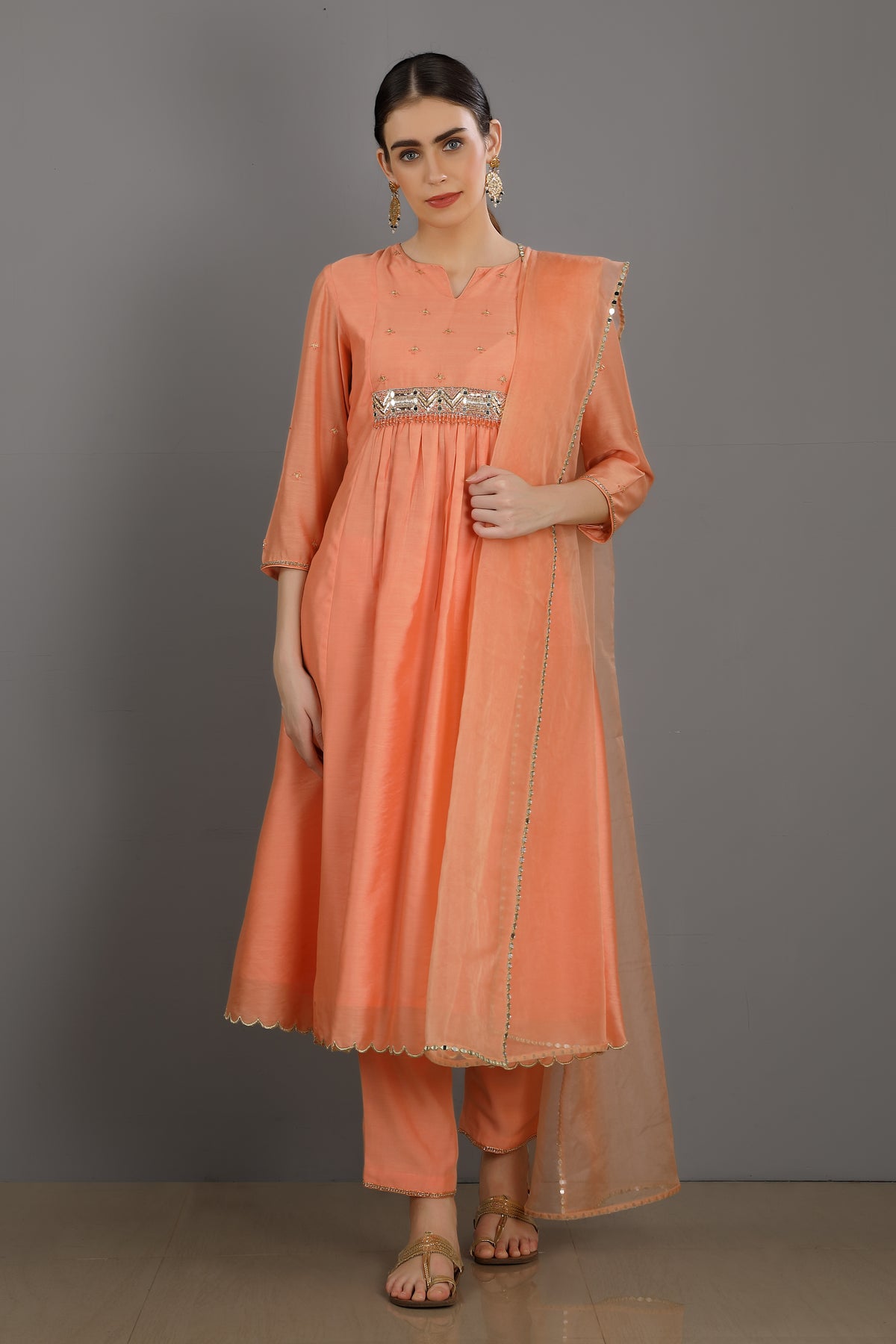 Abid round neck kurta set