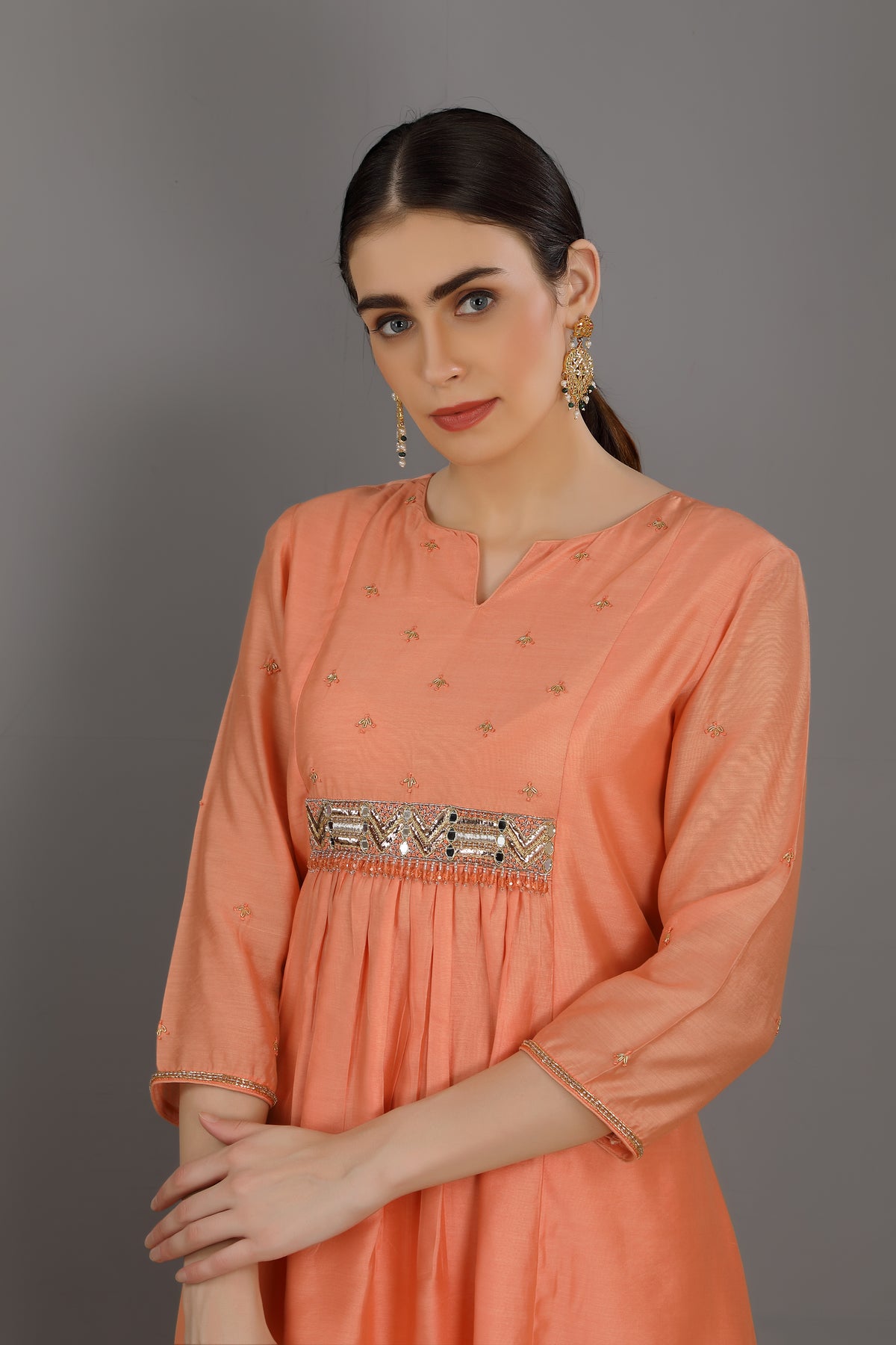 Abid round neck kurta set