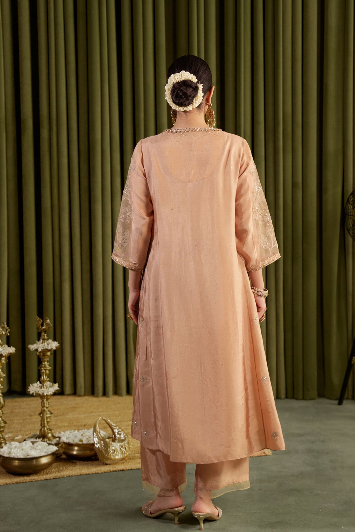 Golden Beige Kalidar Kurta Set