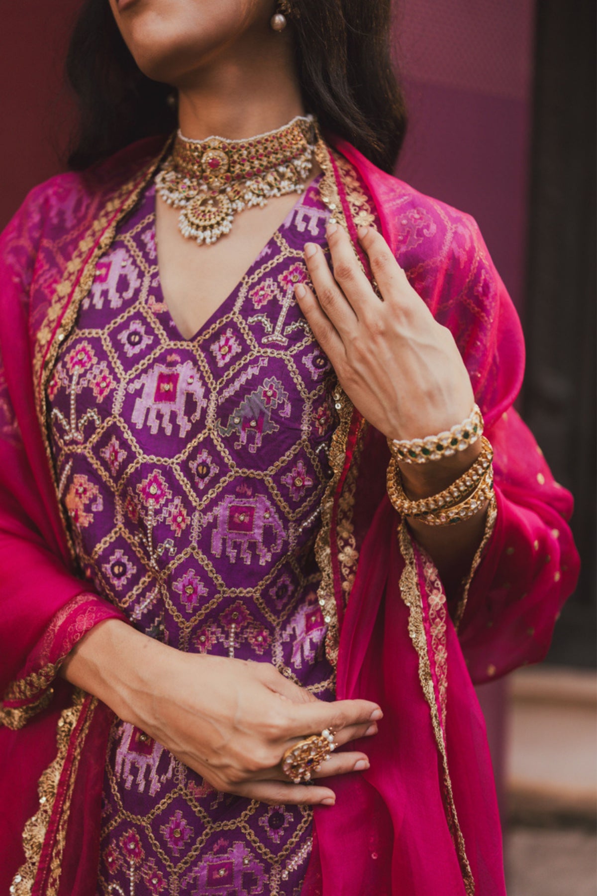Bhavi Magenta Sharara Set