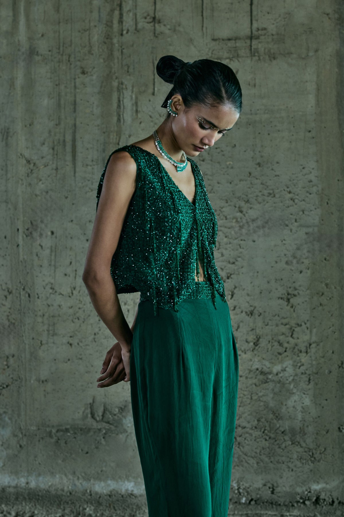 Emerald Crystal Jacket Set