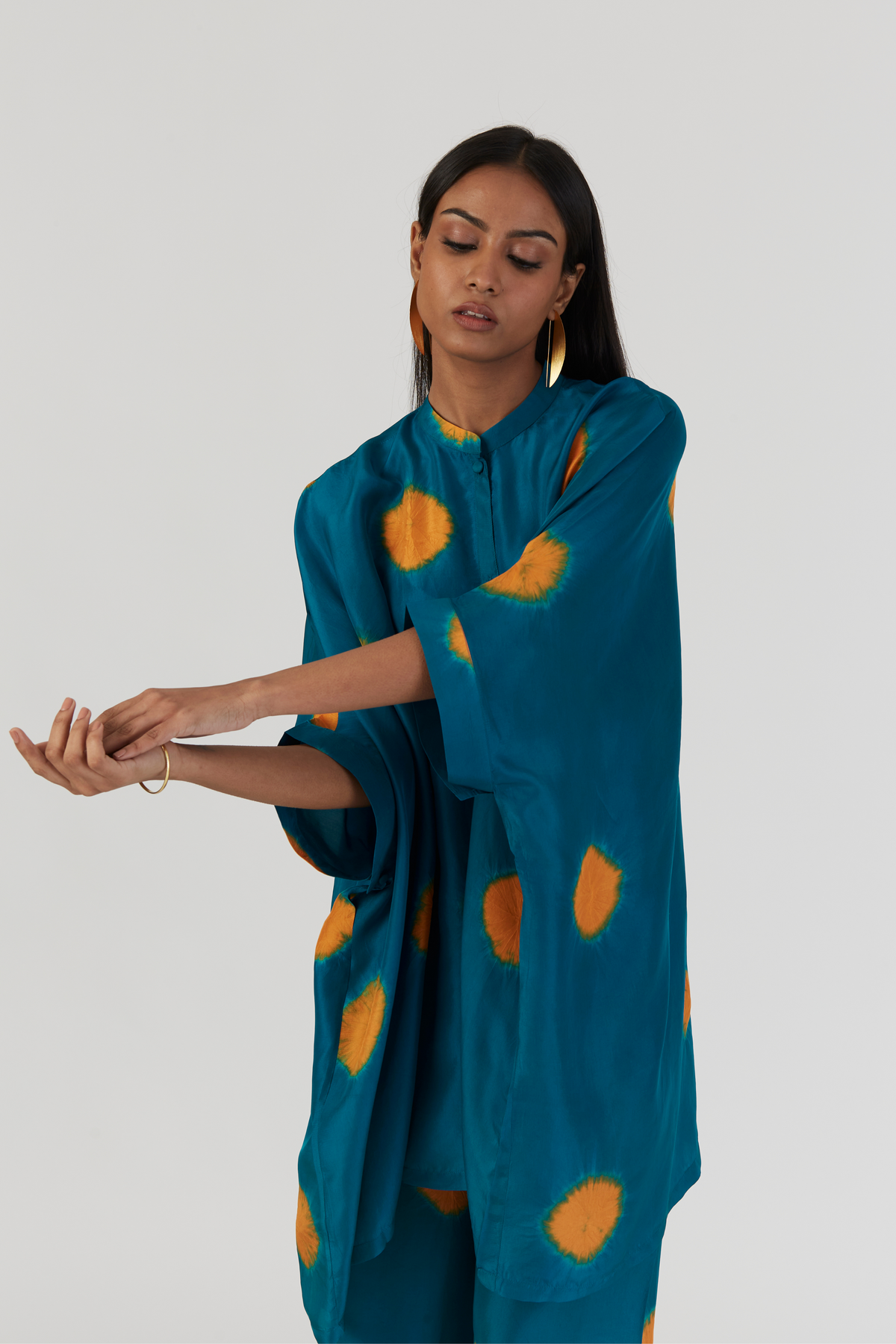 Blue Tie-Dye Silk Kaftan Set