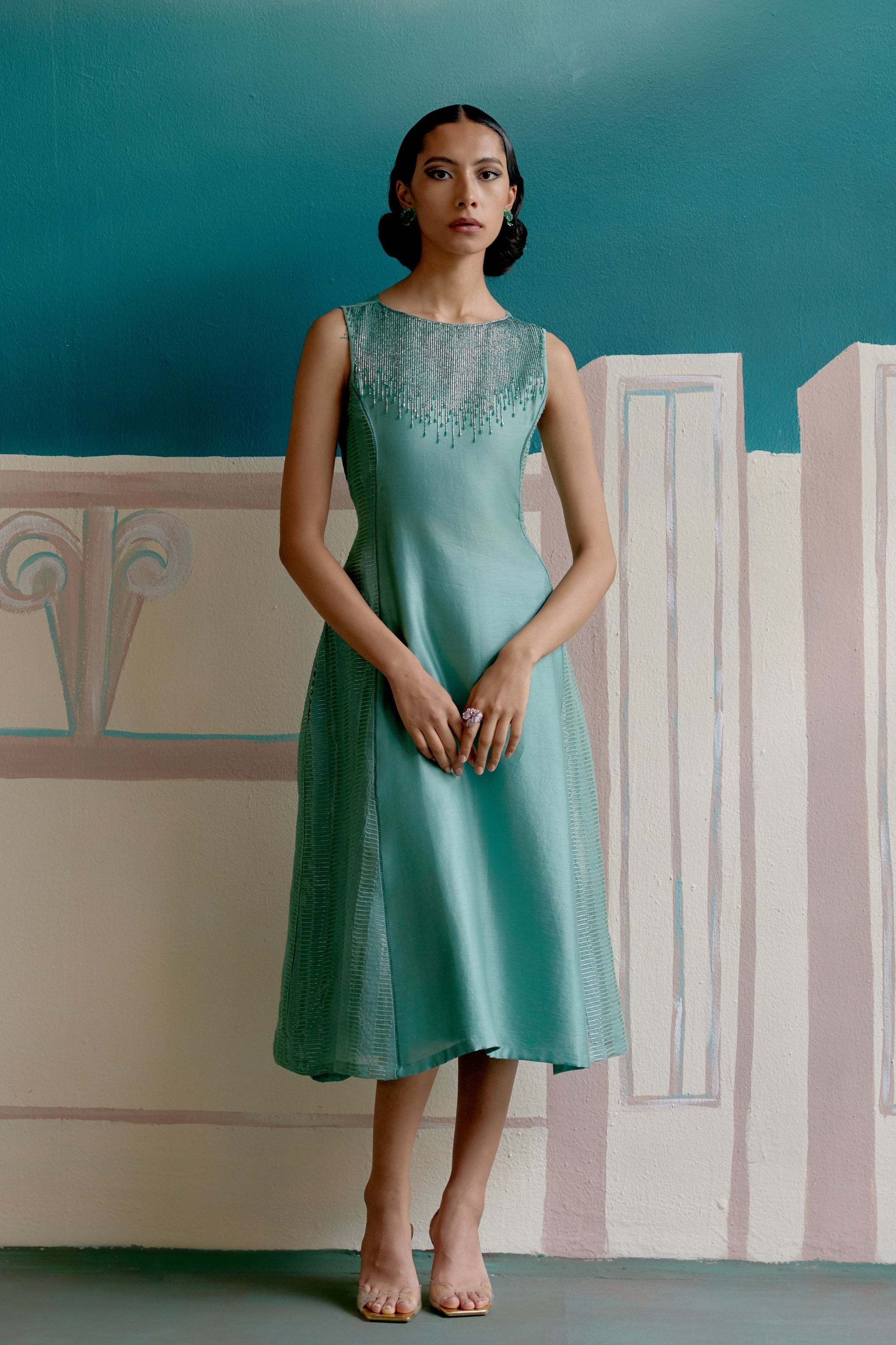 Warra - Aqua Green Midi Dress S Warra - Aqua Green Midi Dress S