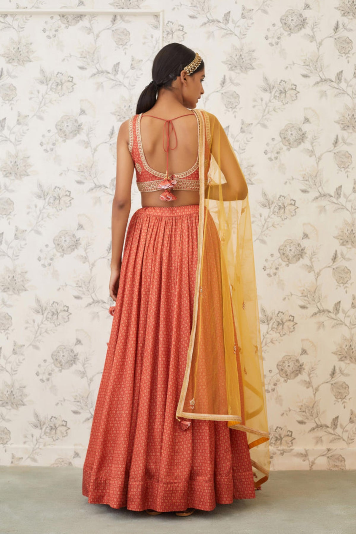 Rust orange lehenga set