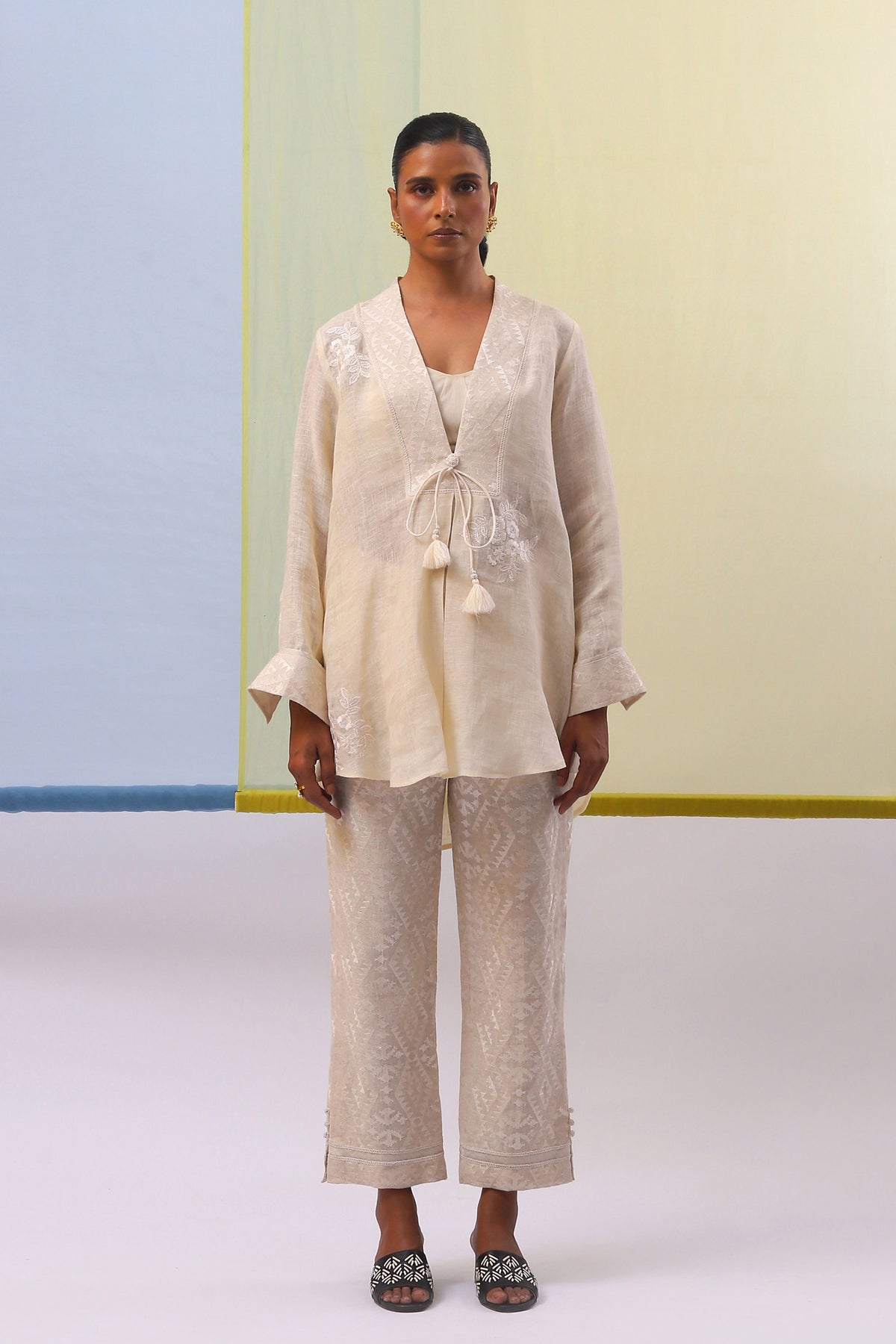 Beige Warda Co-ordinate Set