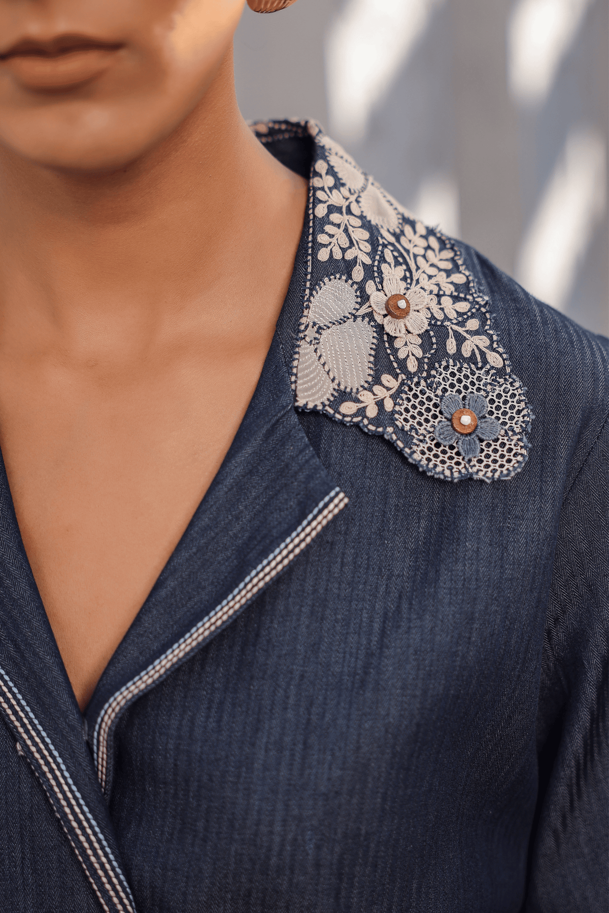 Azure Jacket Style Co-ord Set in Dark Blue