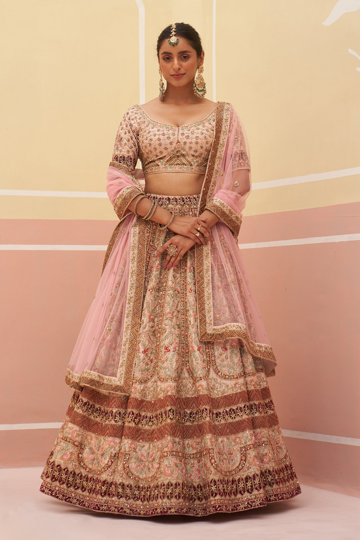 Peach Silk Lehenga Set