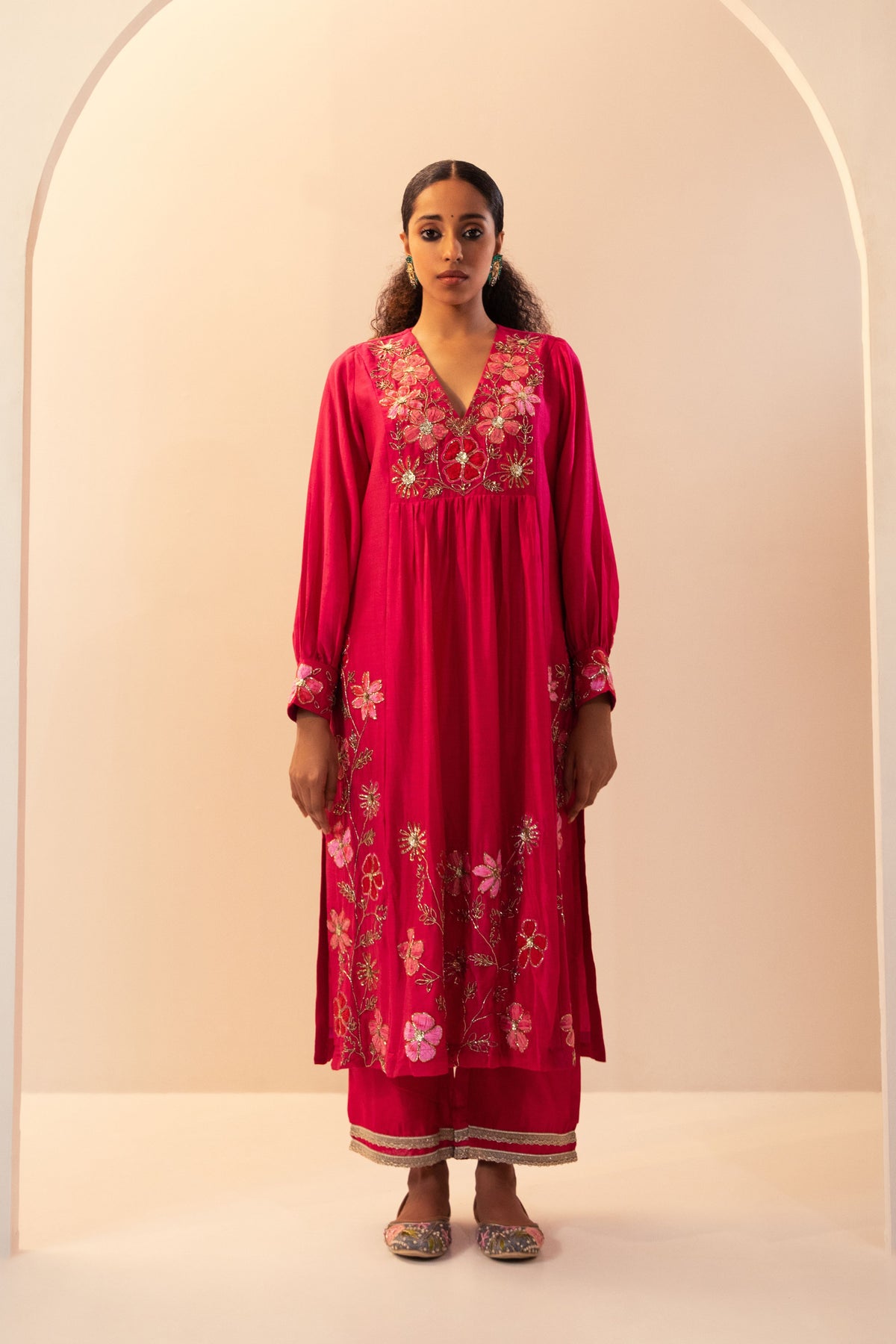 Front Gathered Kurta Set