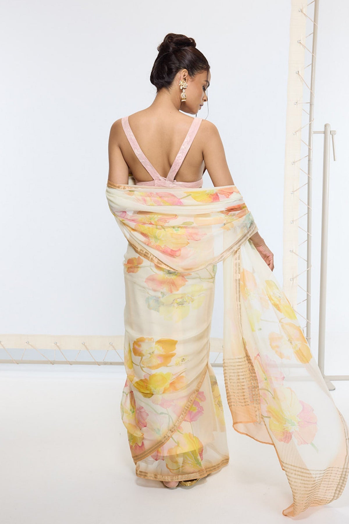 Handwoven Honey Mustard Printed Saree