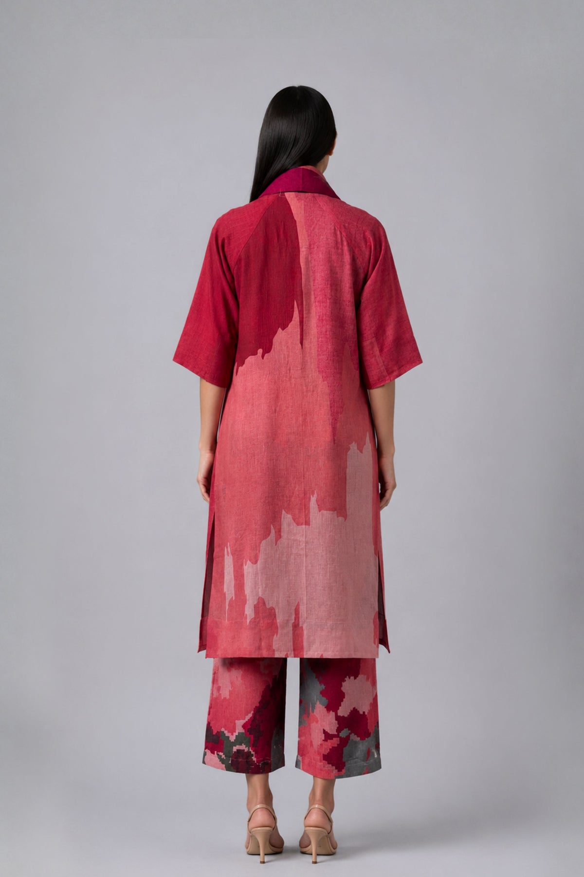 Ikat Red Kurta Set
