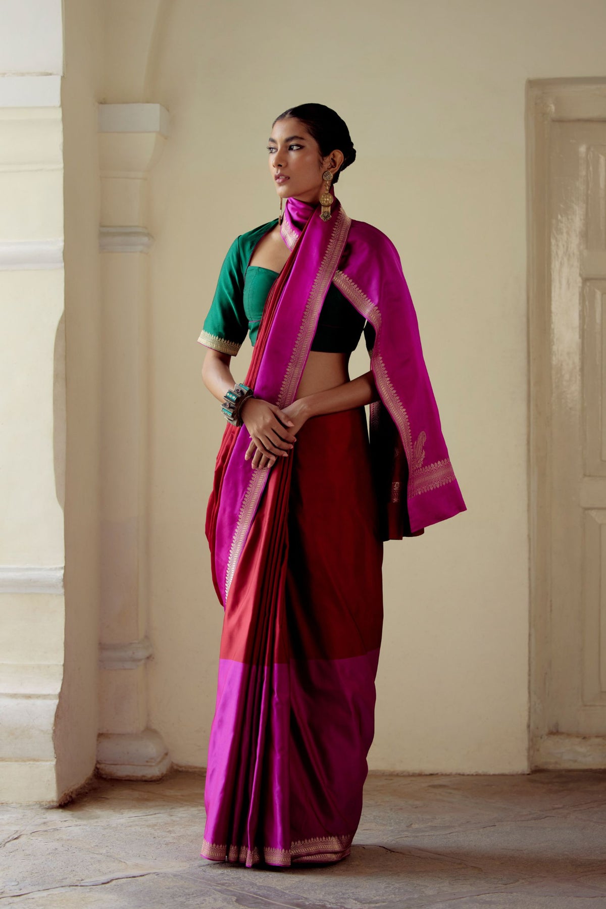 Rajnandini Magenta and Red Saree