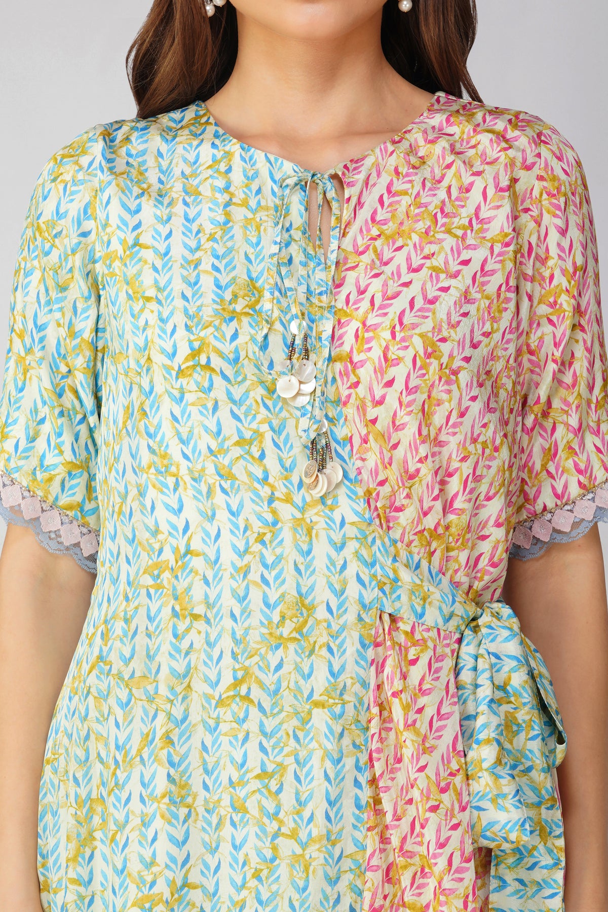 Leaf Printed Asymmetrical Dress