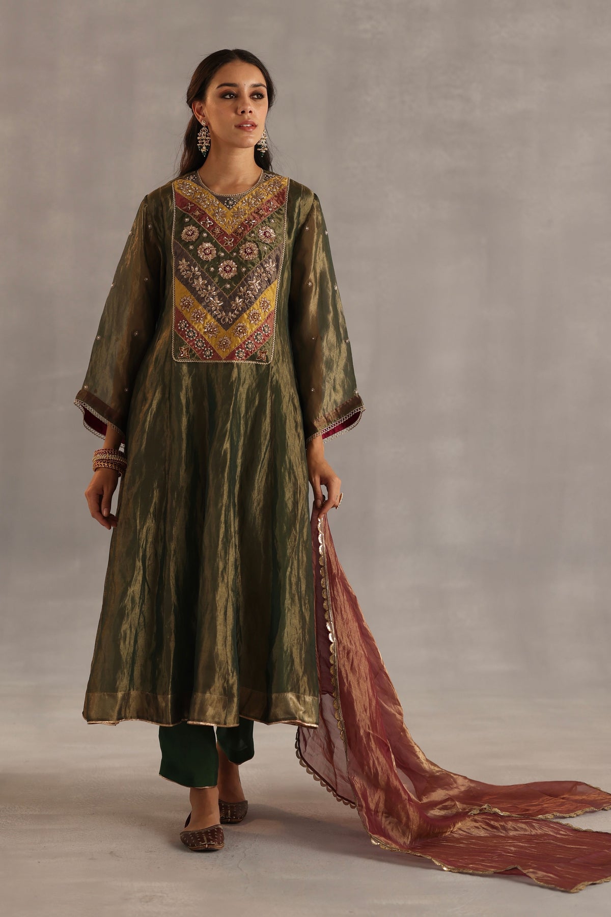 Navratna Olive Kurta Set