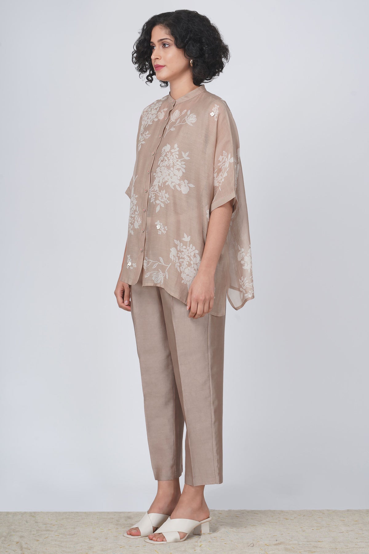 Beige Yuri Print Co-Ord Set