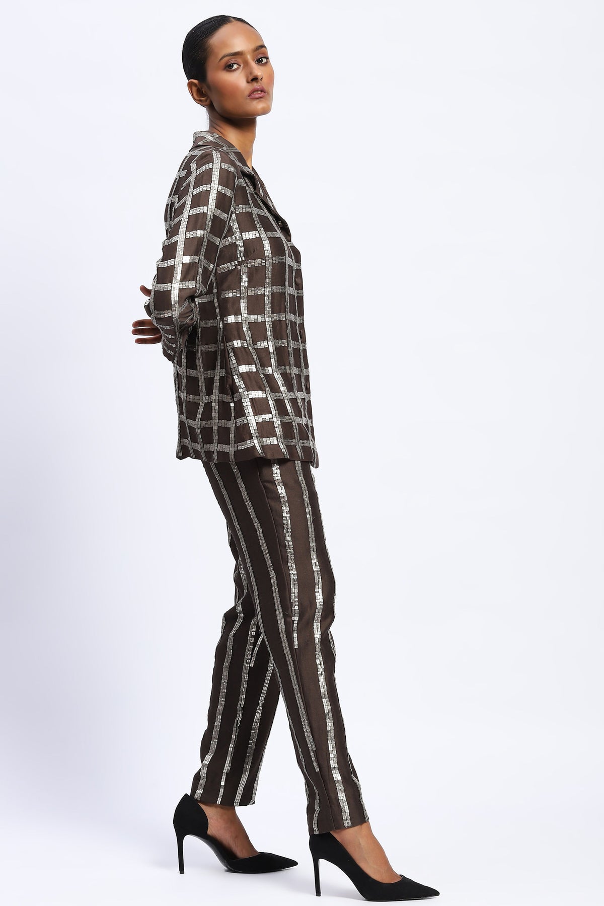 Sequin Windowpane Jacket