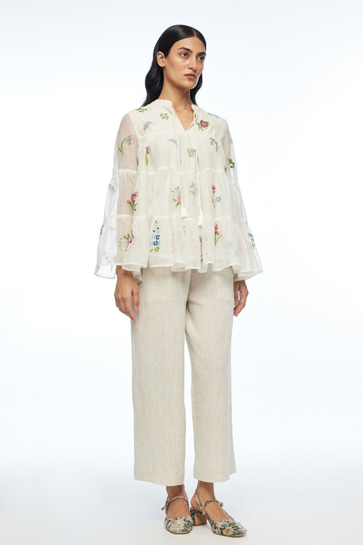 Baccara Tiered Embroidered Top