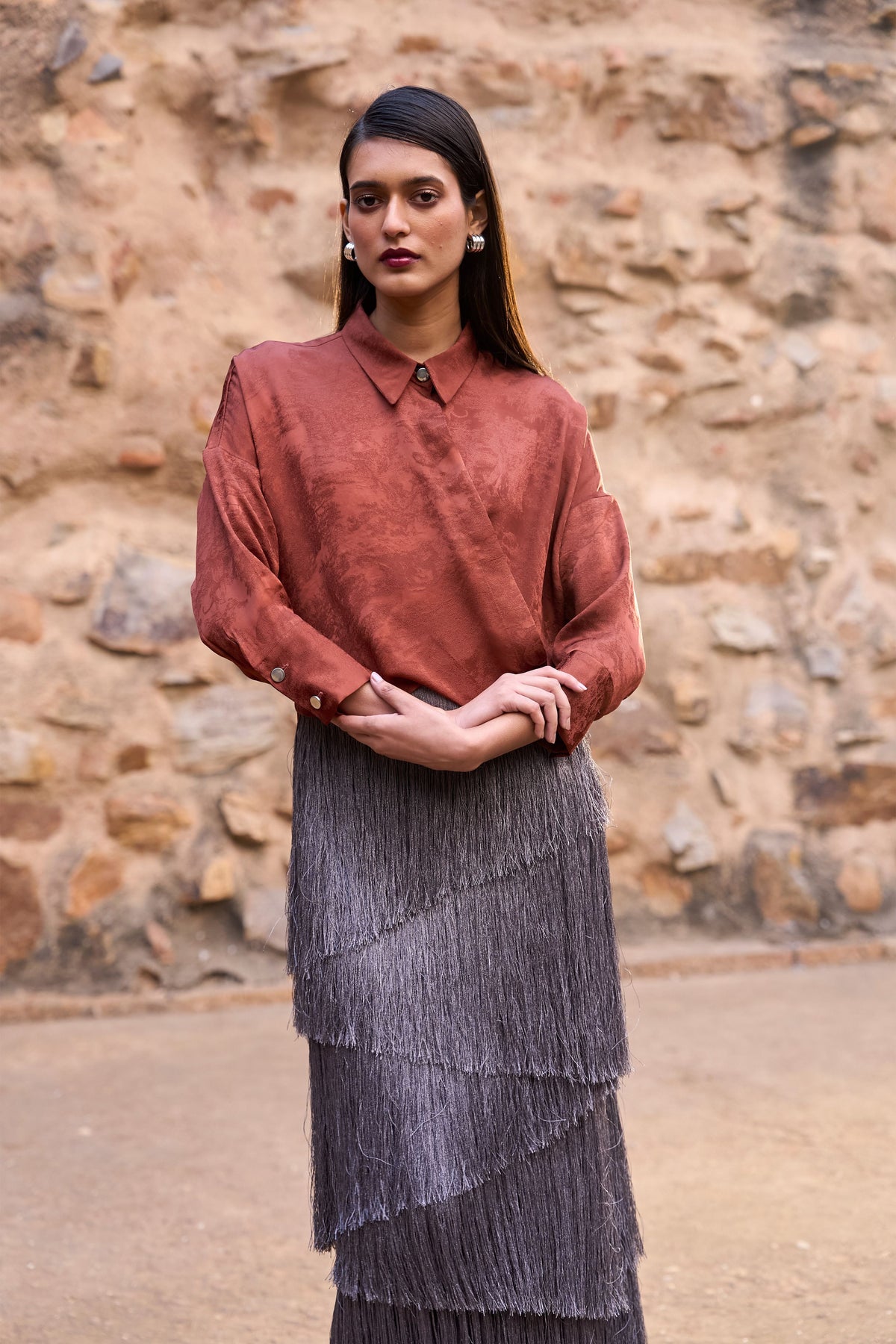Umber Front Overlap Shirt