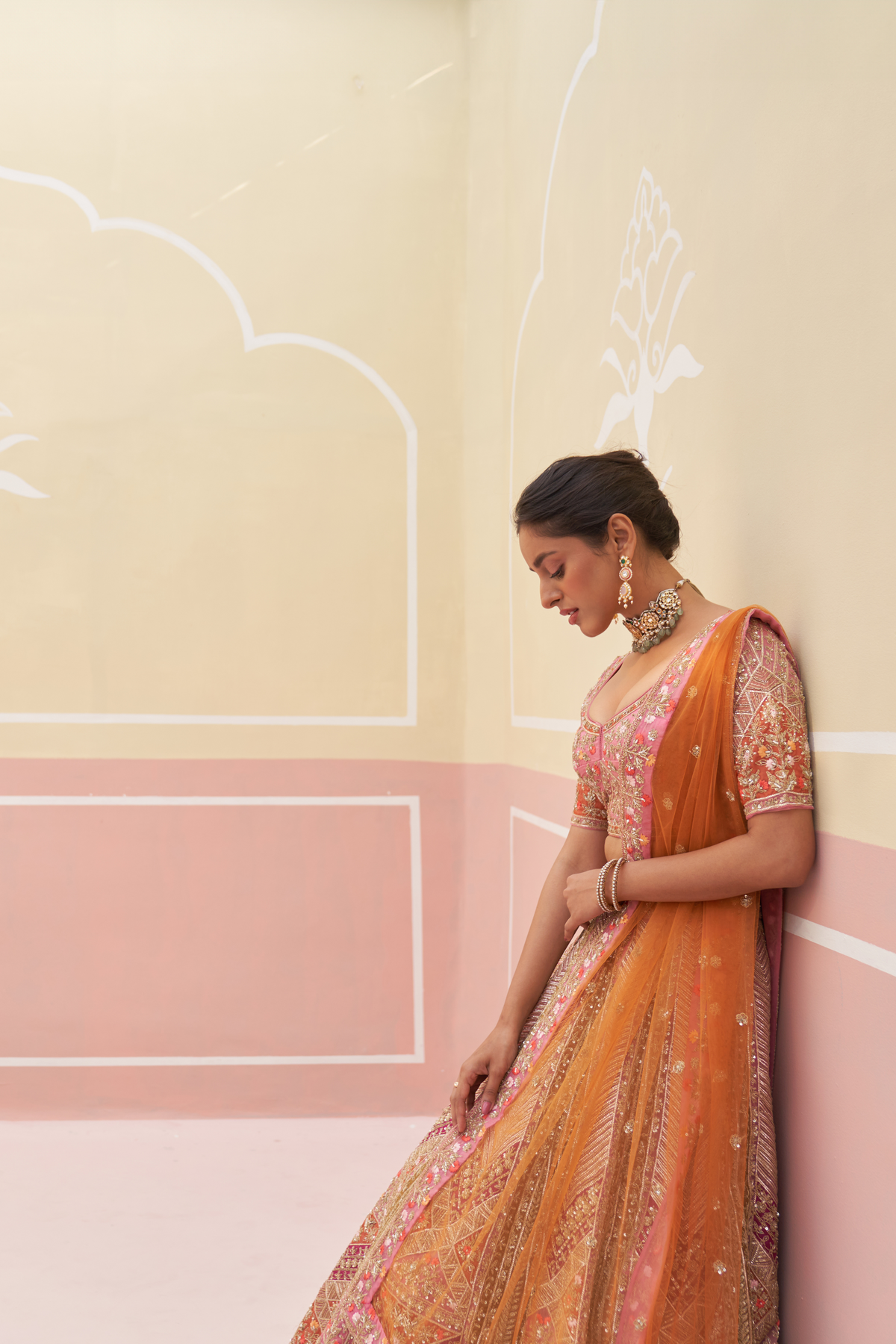 Pink Organza Lehenga Set