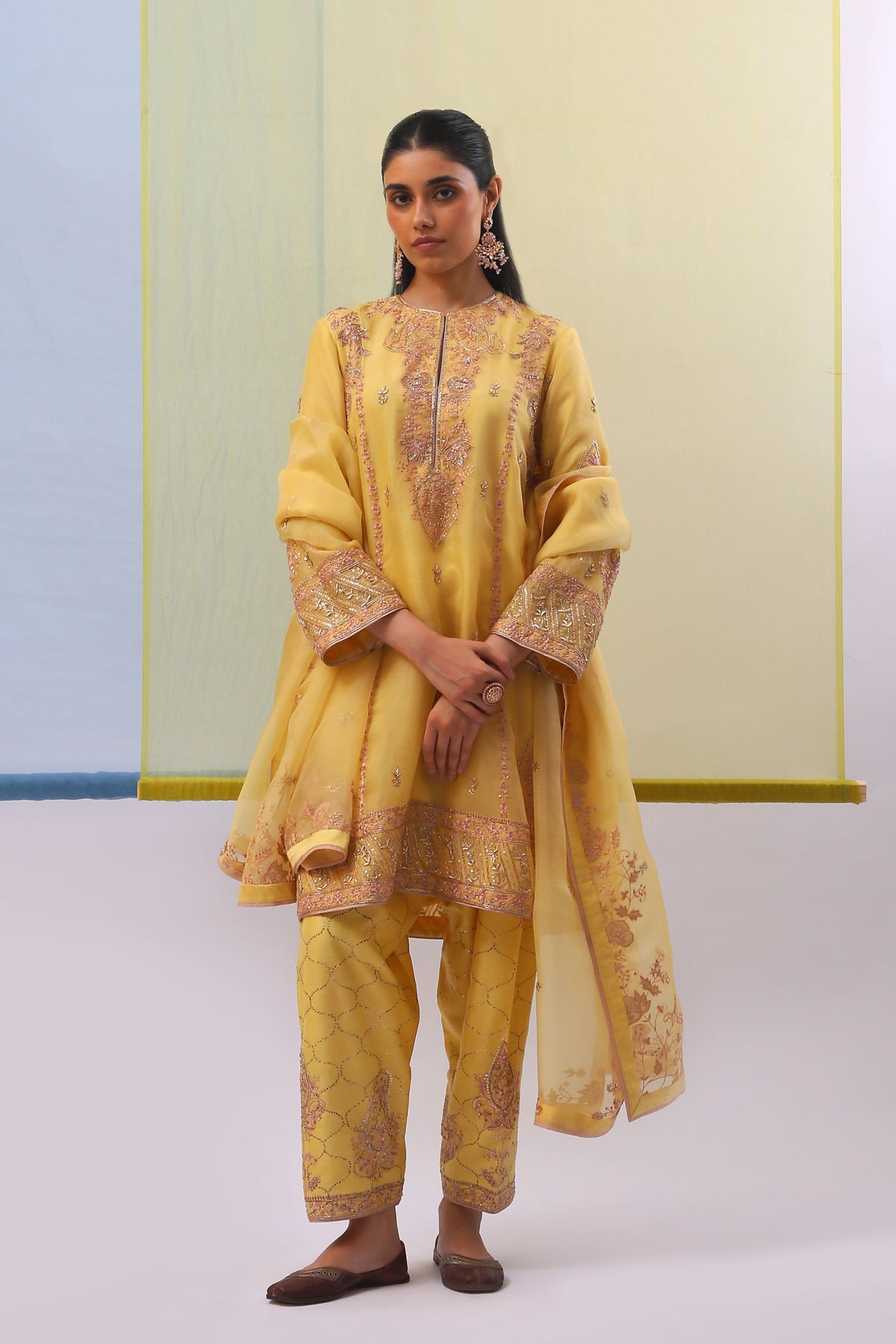 Yellow Mahiz Long Kurta Set