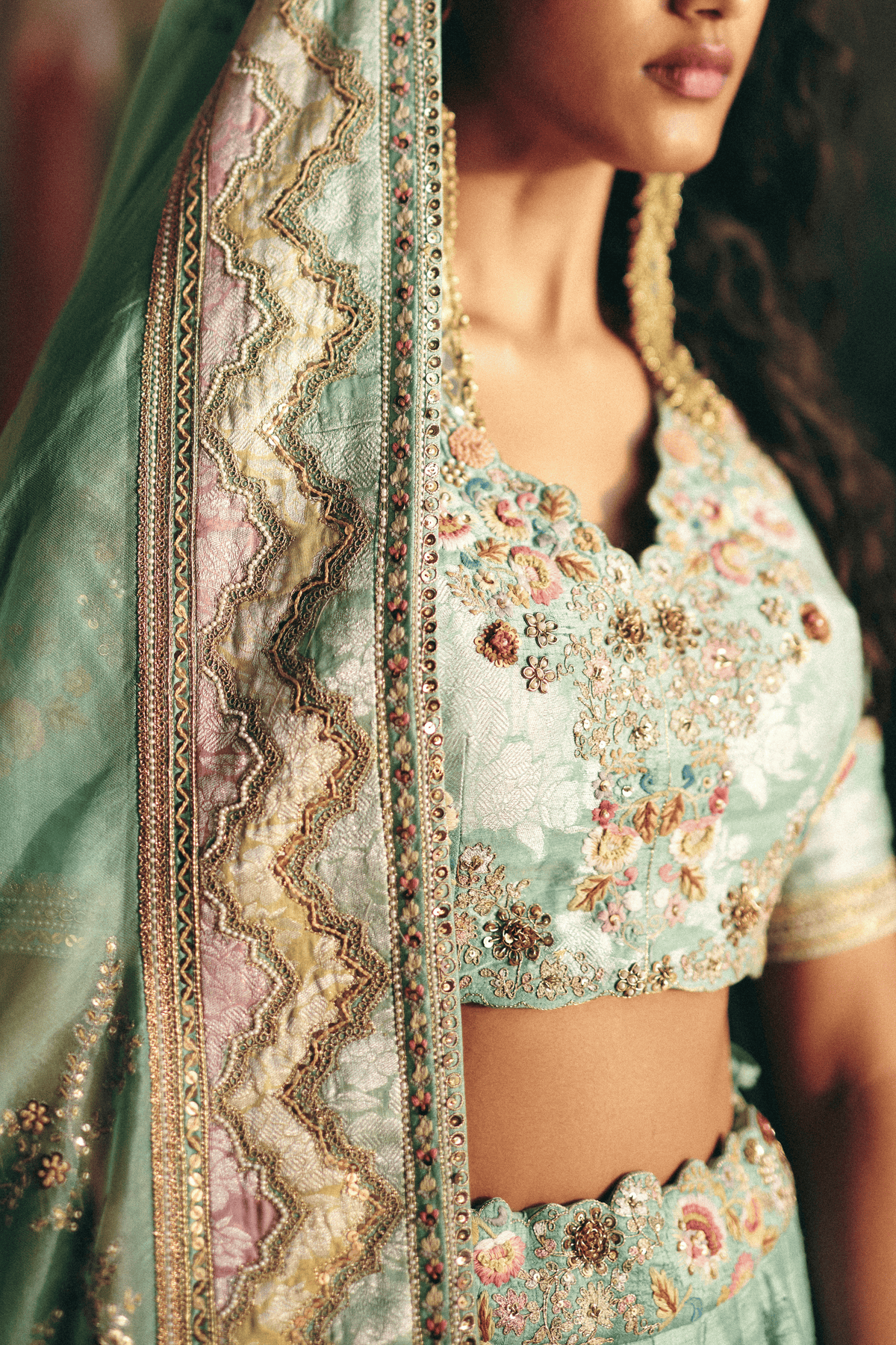 Cyan Lehenga Set