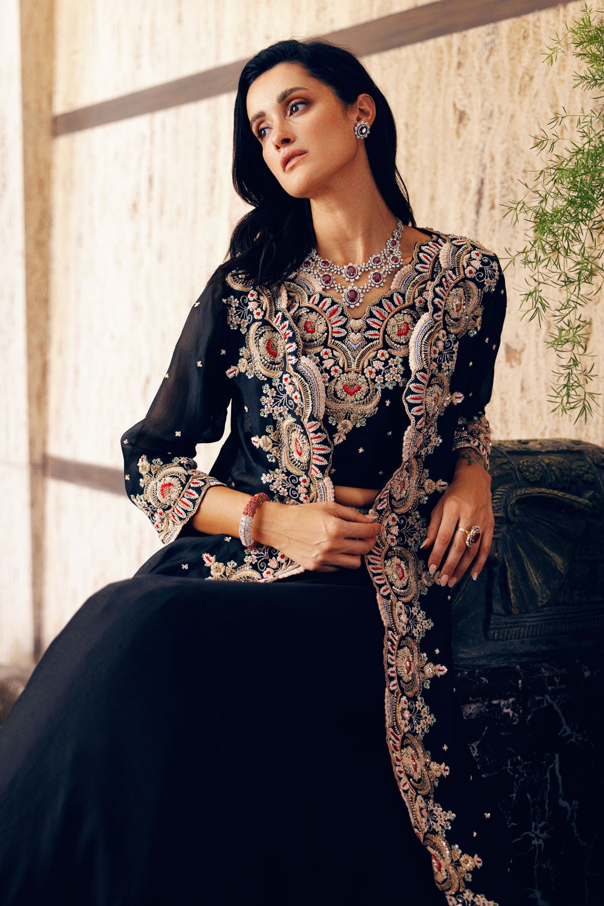 Black Long Jacket Set