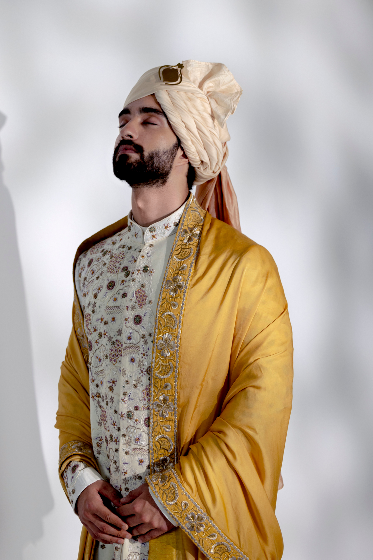 Ivory Ochre Sherwani Set