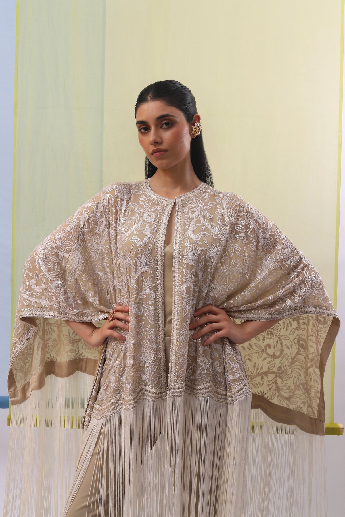Beige Myra Cape Set