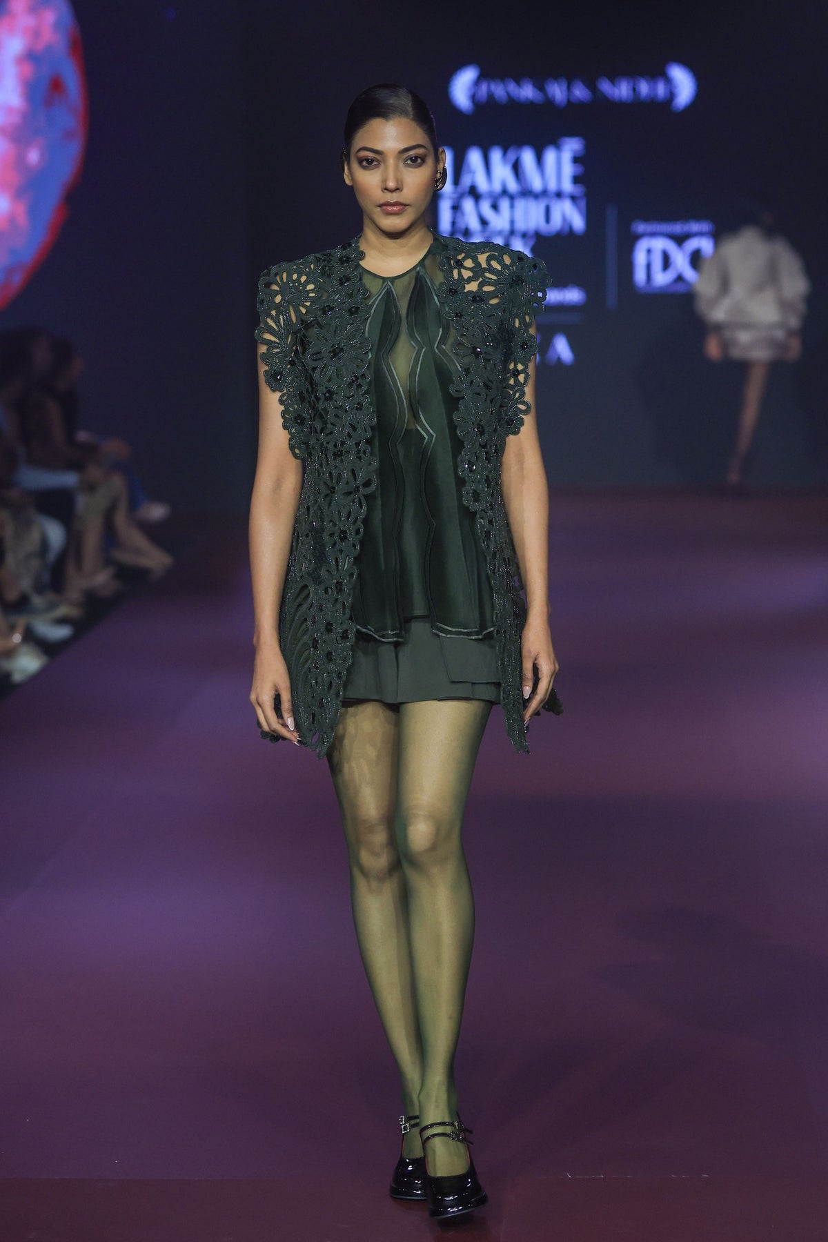 Green Cutwork Jacket Set