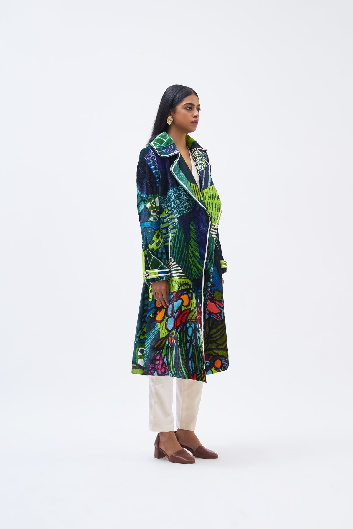 Guinea Silk Velvet Trench Jacket