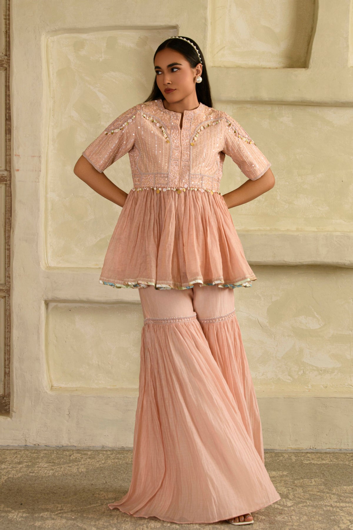 Dhun Chandrika Ivory Peplum Set