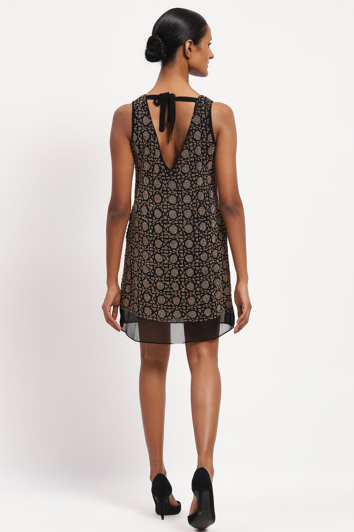 Embellished Wicker Pattern Dress