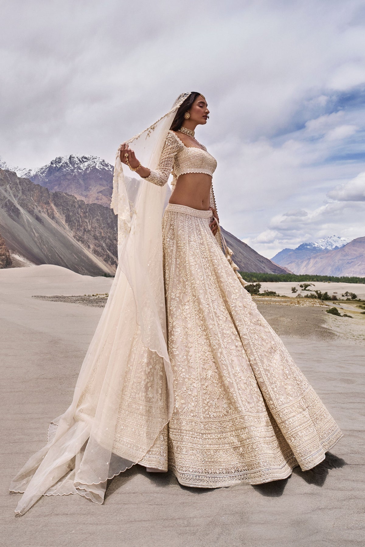 Ivory Organza Leh Saahira Lehenga Set