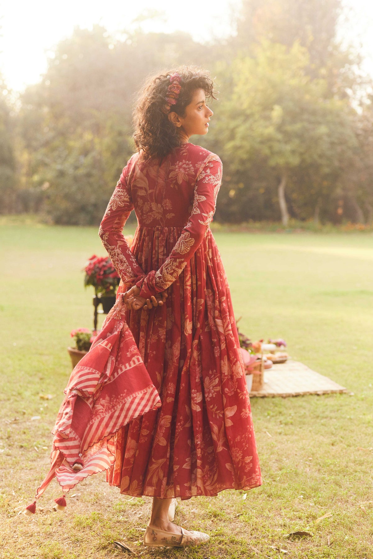 Crimson Red Anarkali Set