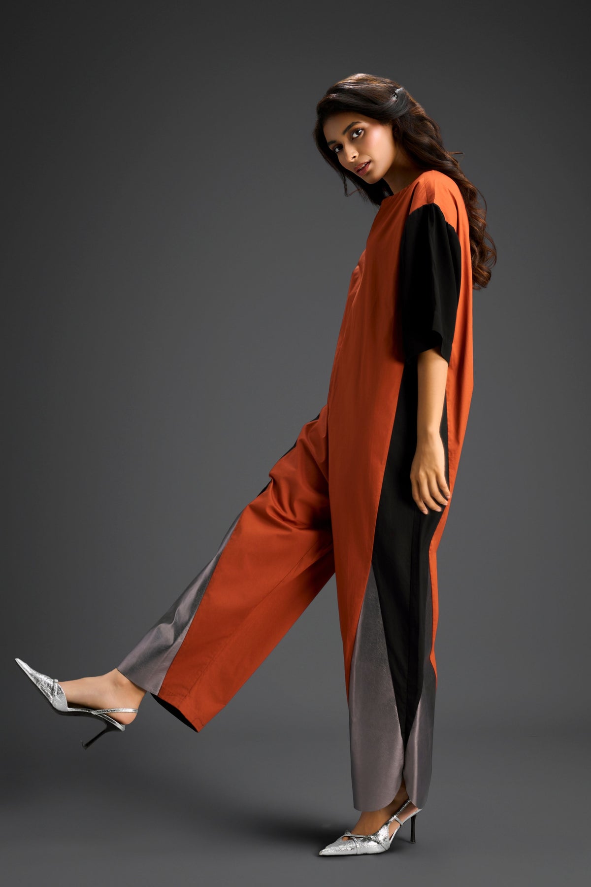 Colorblock Jumpsuit in Rust