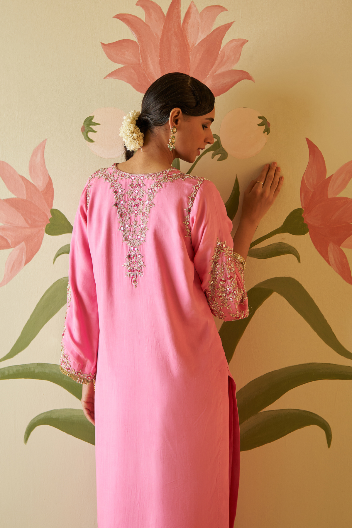 Pink Silk Choga Set