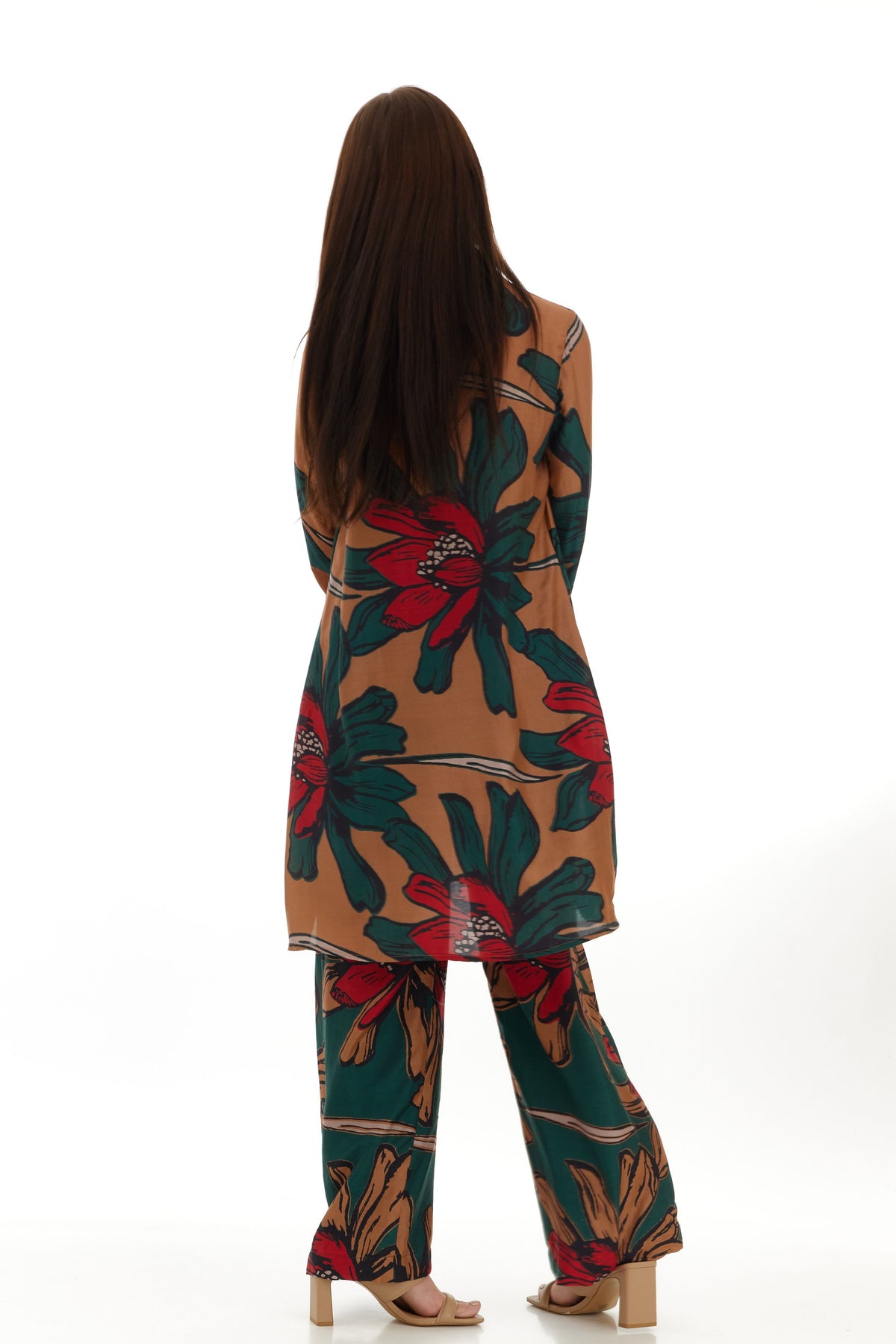 Green and Beige Floral Pants