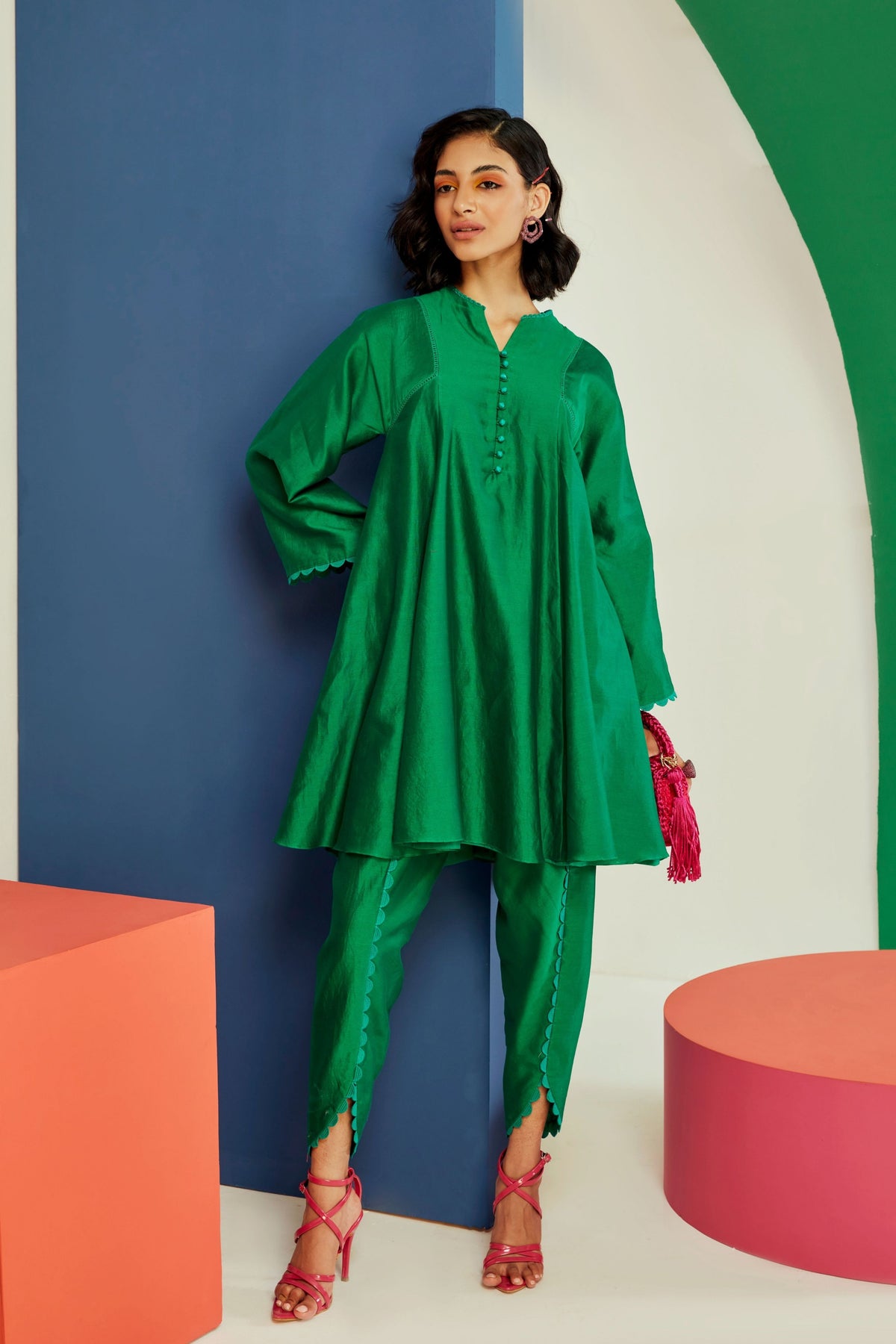 Dark Green Kurta Set