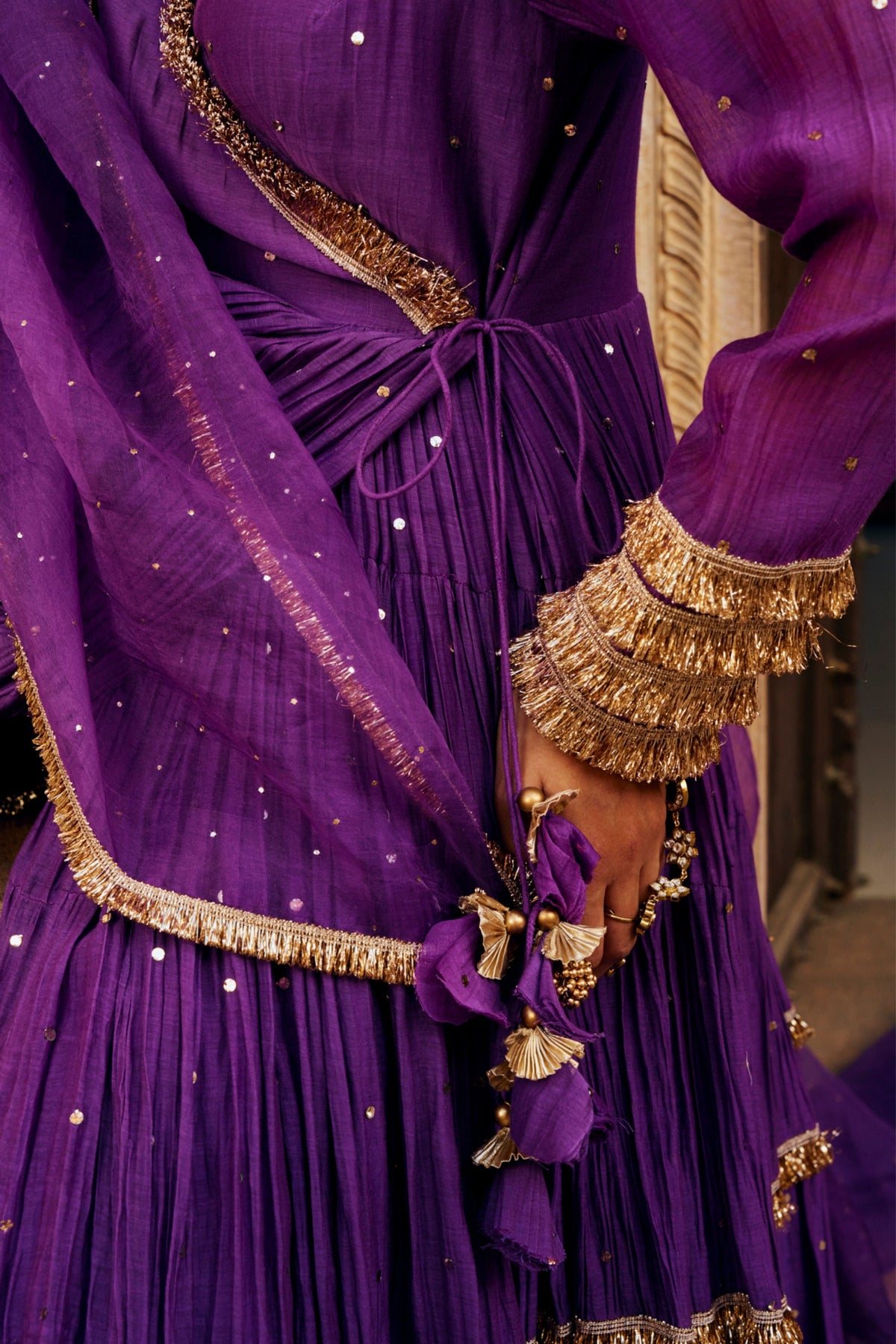 Imperial Purple Tiered Angrakha Set