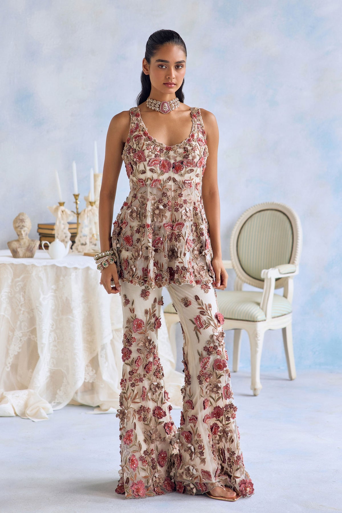 Evara Peplum Sharara Set