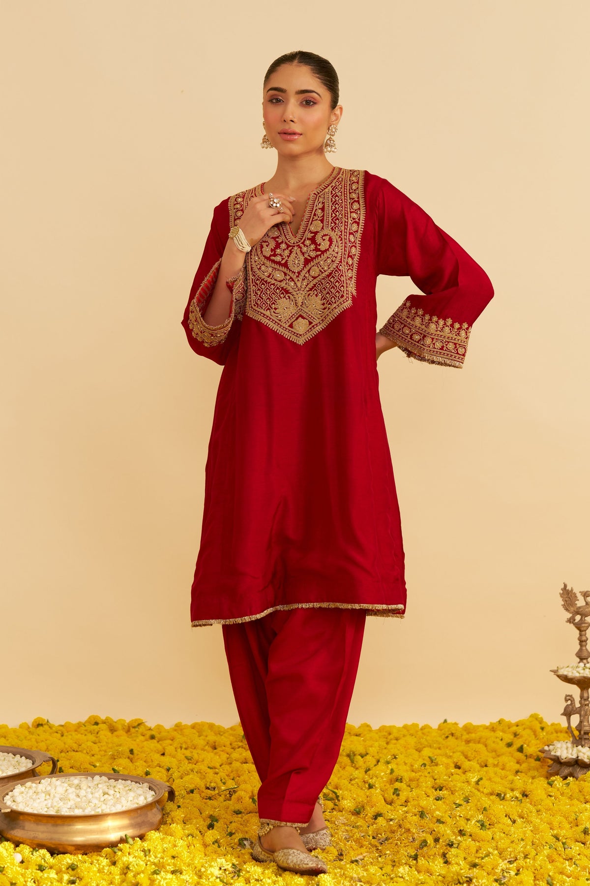 Mehza Red Salwar Set