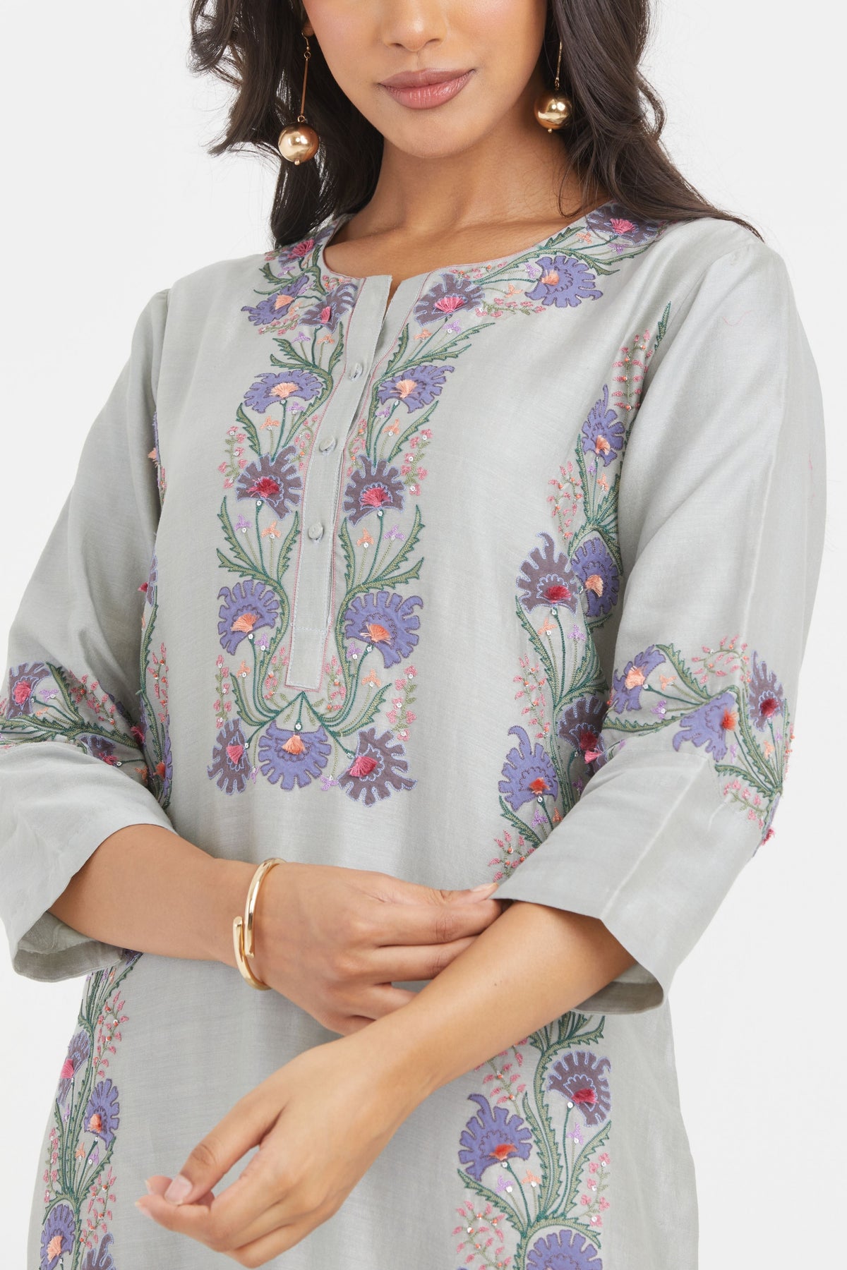 Bluish Grey Kurta Set