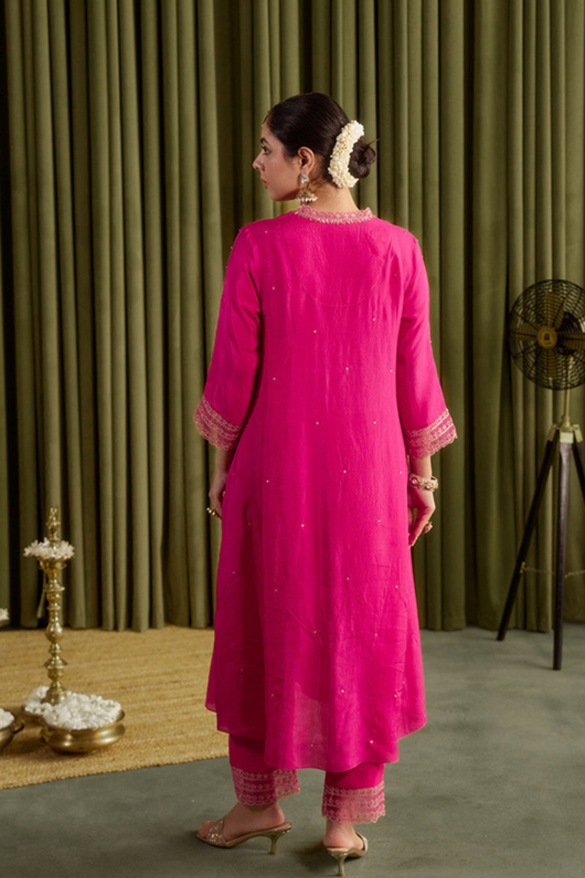 Hot Pink Embroidery Kurta Set