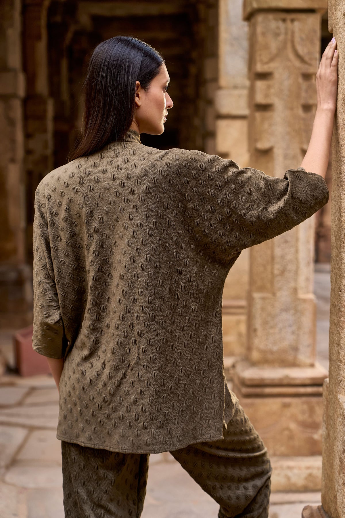 Brown Knit Sueded Co-ord Set