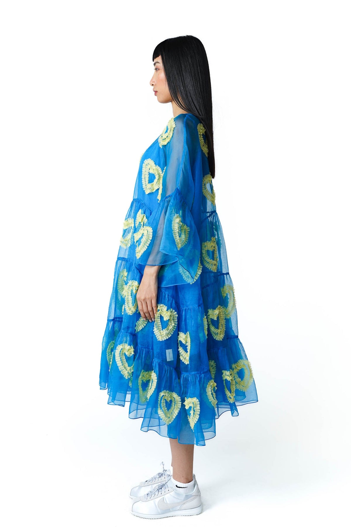 Lime Blue Hearts Tier Dress