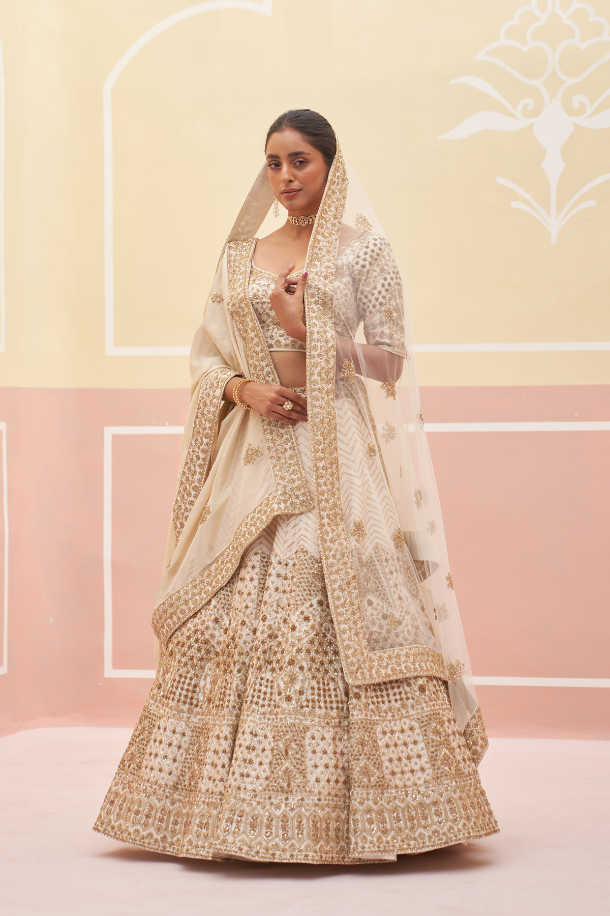 Ivory Raw Silk Lehenga Set