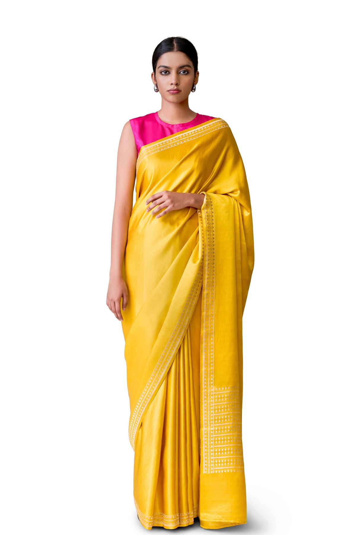 Mustard Gajji Satin Saree