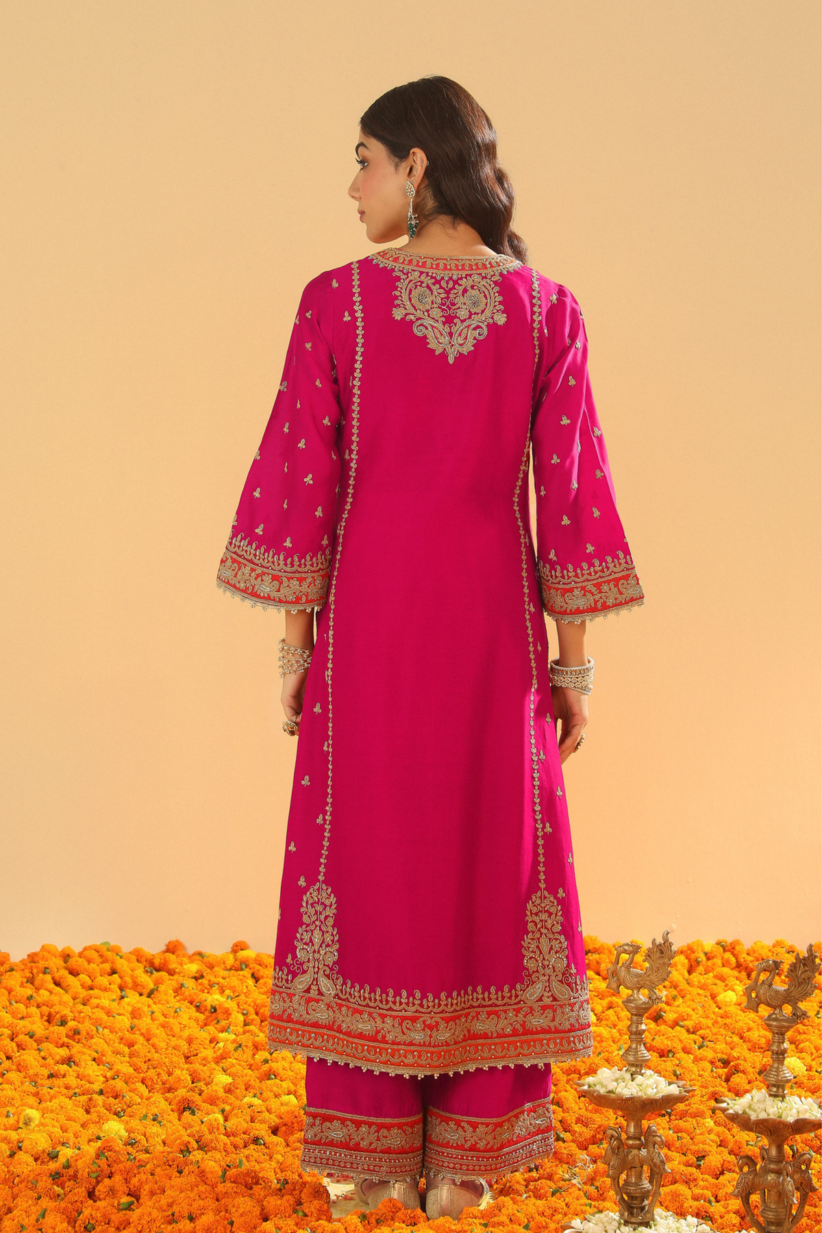 Hot Pink A-line Kurta Set