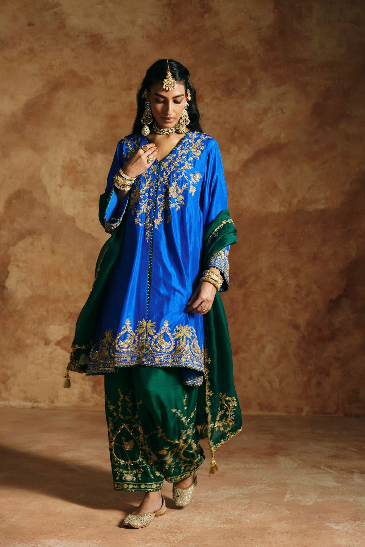 Cobalt Blue Zardozi Kurta Set