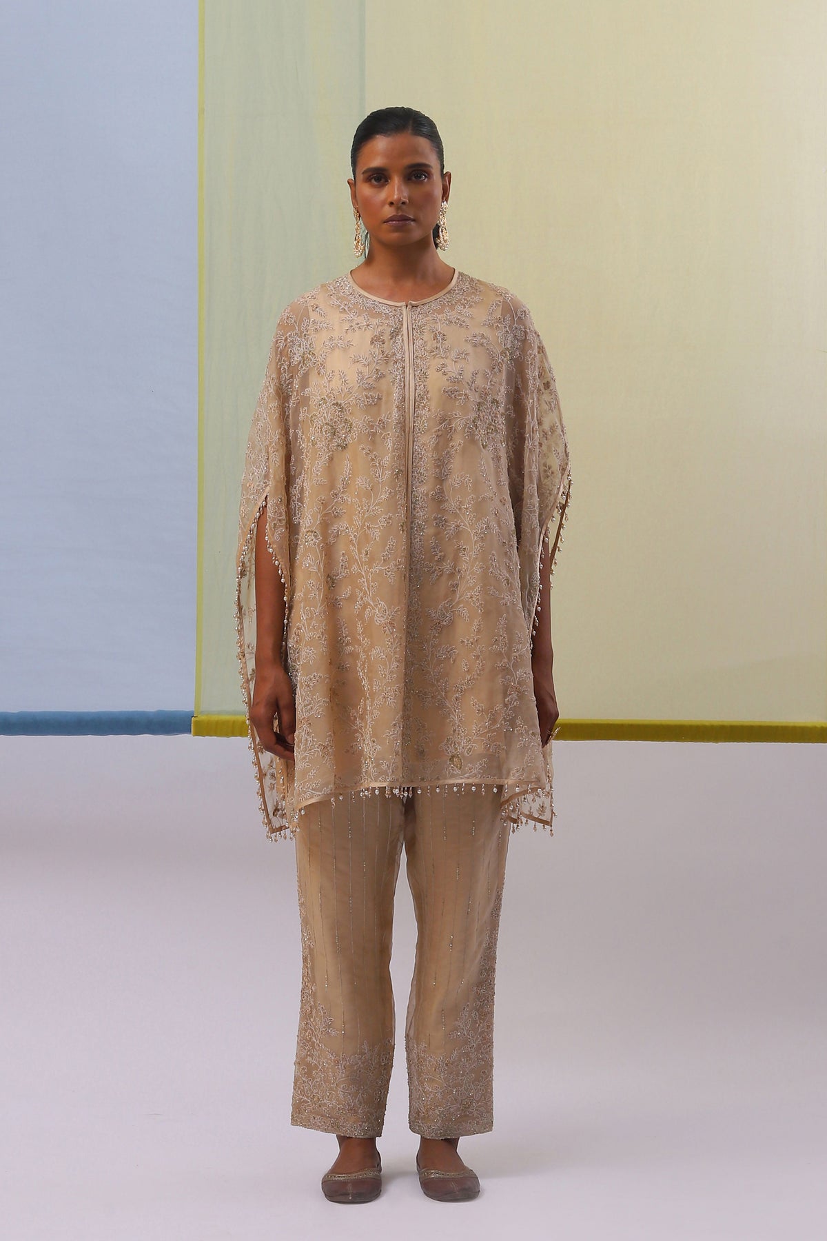 Beige Reeha Cape Set