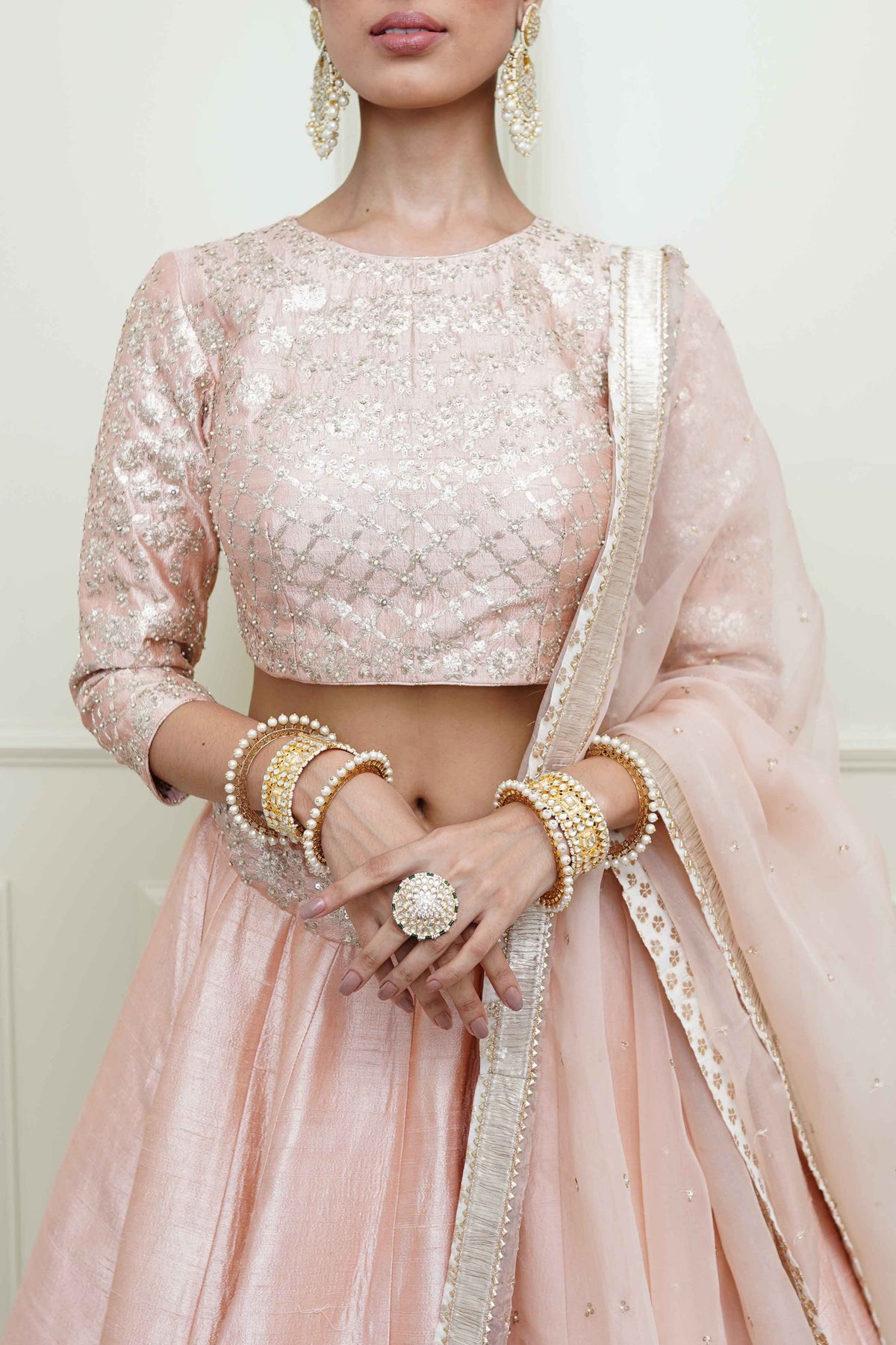 Pearl pink aafiyah lehenga set